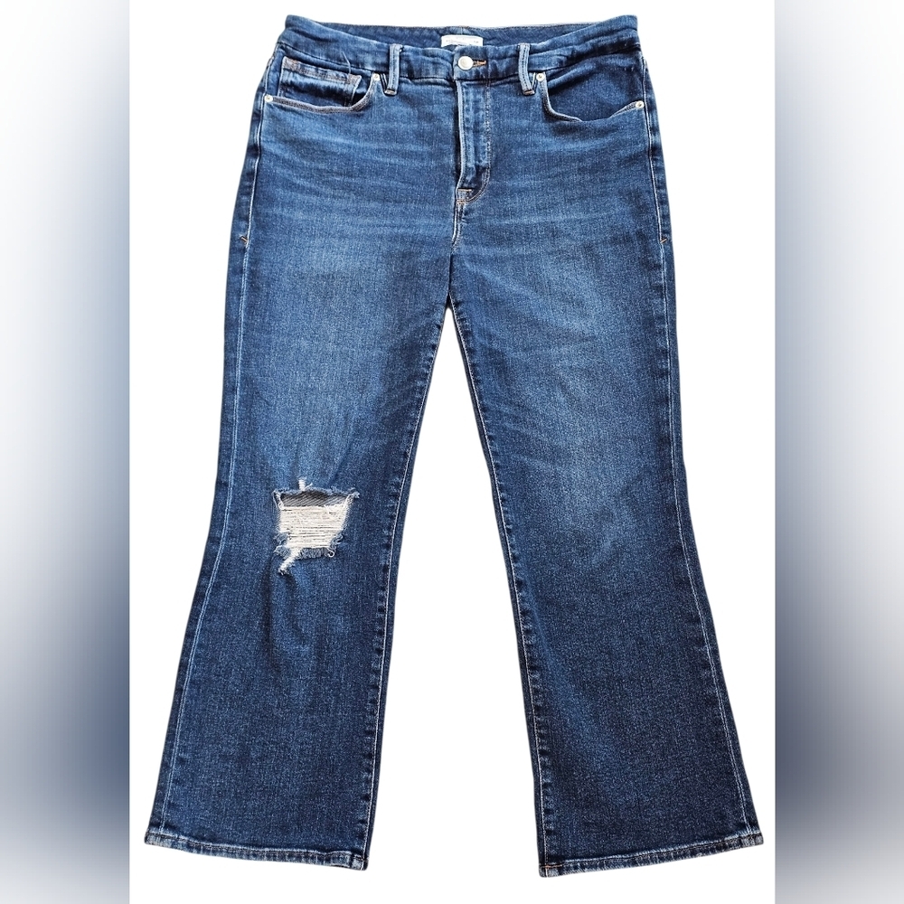 Good American Good Legs Cropped Mini Boot High Rise Jeans 12/31.